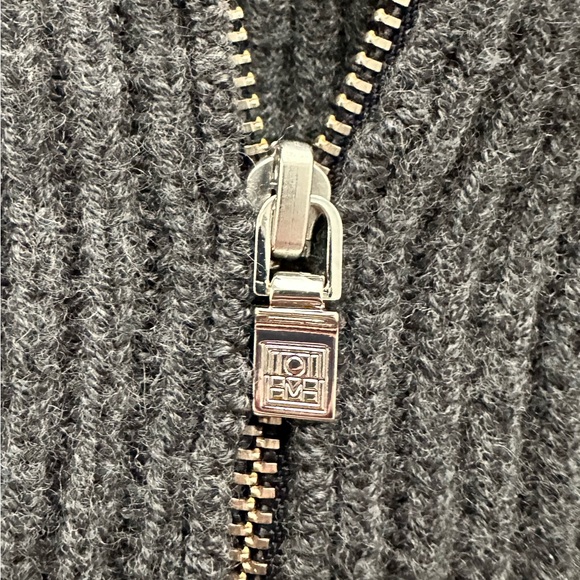 Toteme fisherman zipped wool blend roll neck sweater dark gray melange oversized - Picture 8 of 10